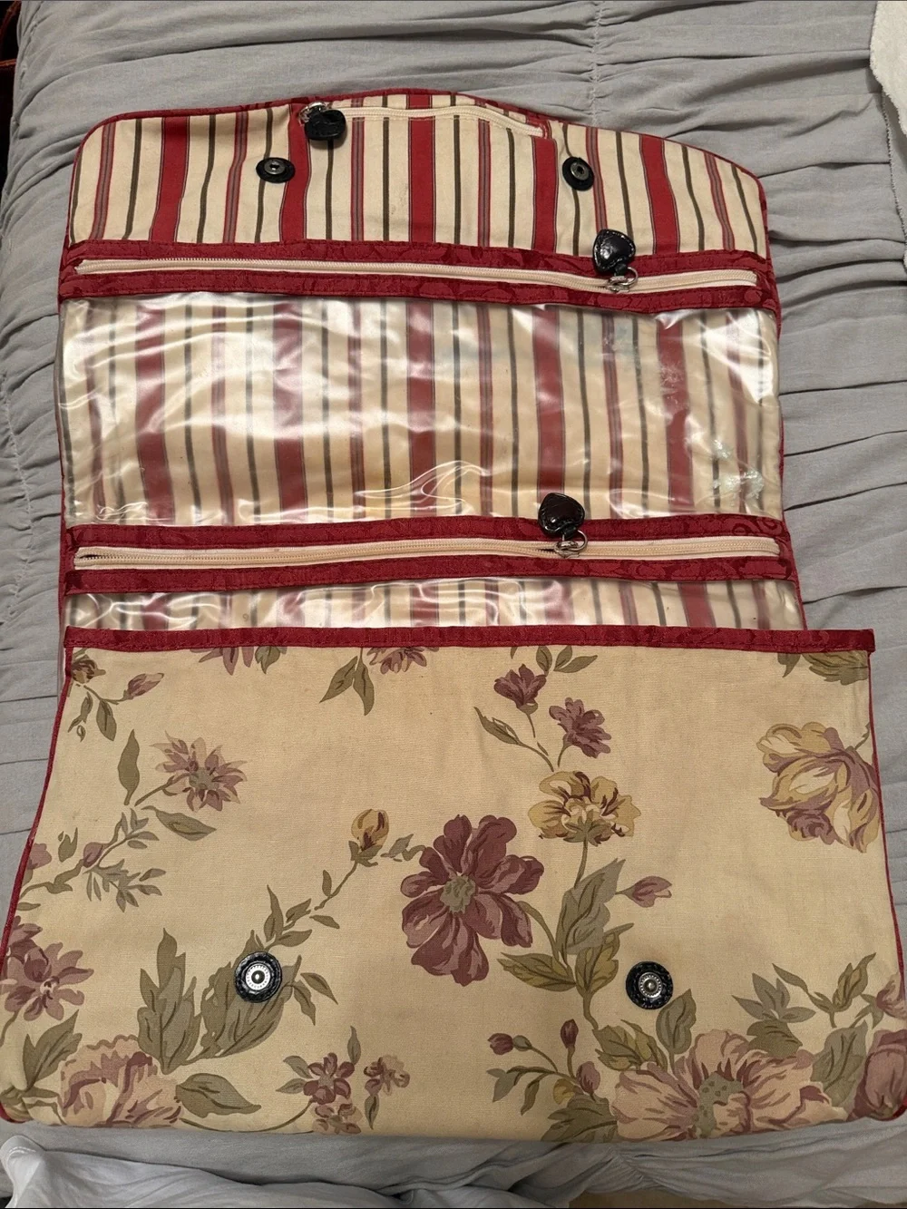 Brighton Striped/Floral Hanging Jewelry & Accessory Organizer Travel Suitcase